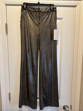 Joie Metallic Charcoal Wide-Leg Pants